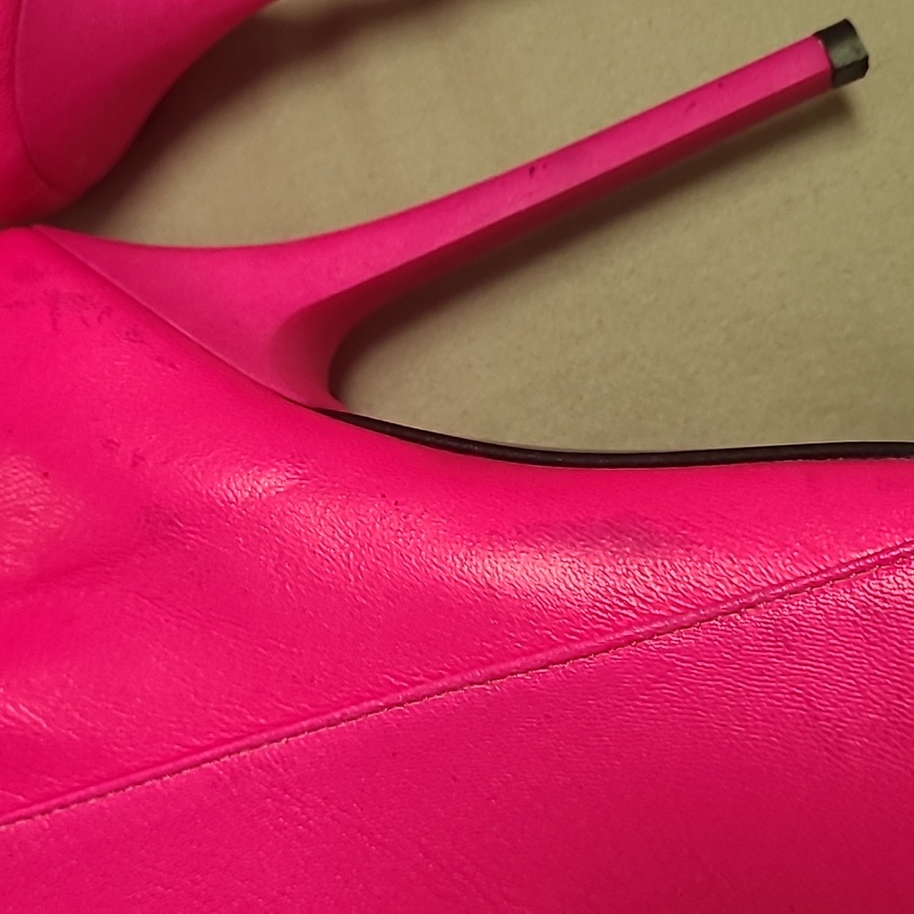 Over The Knee Hot Pink Genuine Leather Stiletto Boots 5-in Heel Read Description - Picture 9 of 17